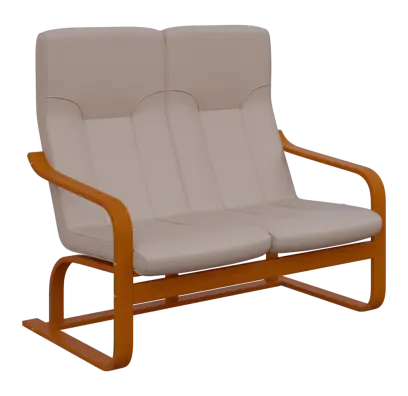 BO - 2 dvojkřeslo, dřevěná kostra, moření třešeň, koženka HOLY SA 3, světle šedá